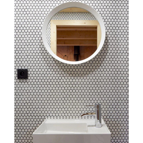 The Mosaic Factory Barcelona mozaïektegel - 26x30cm - wandtegel - Zeshoek/Hexagon - Porselein Extra White Glans SW62199