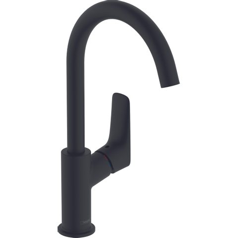Hansgrohe Logis 1 greeps wastafelkraan - 210 draaibare uitloop - zonder afvoer - mat zwart SW918458