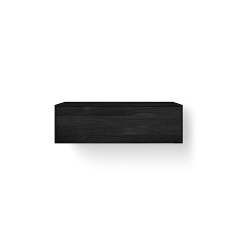 Looox Wooden Wastafelonderkast - vlak front - 1 lade - afvoer links en rechts - 100x30x46 cm - zwart SW931519