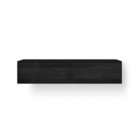 Looox Wooden Meuble sous lavabo - façade plate - 2 tiroirs - évacuation gauche et droite - 140x30x46 cm - noir SW931491