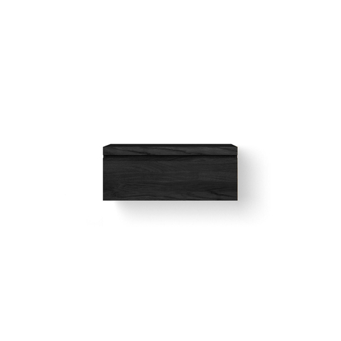 Looox Wooden Meuble sous lavabo - façade plane - 1 tiroir - évacuation gauche et droite - 100x45x46 cm - noir SW931494
