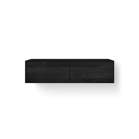 Looox Wooden Wastafelonderkast - vlak front - 2 lades - afvoer links en rechts - 120x30x46 cm - zwart SW931522