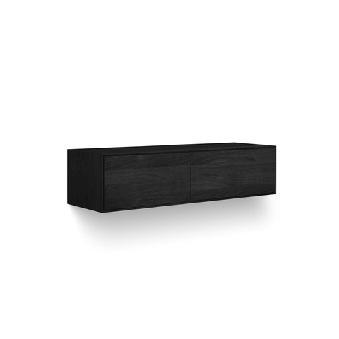 Looox Wooden Wastafelonderkast - vlak front - 2 lades - afvoer links en rechts - 120x30x46 cm - zwart SW931522