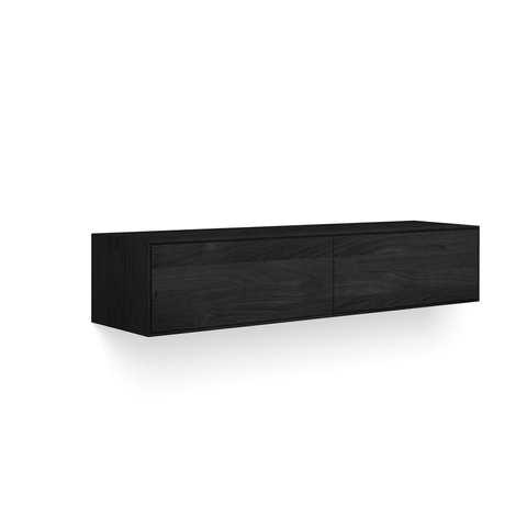 Looox Wooden Meuble sous lavabo - façade plate - 2 tiroirs - évacuation gauche et droite - 140x30x46 cm - noir SW931491
