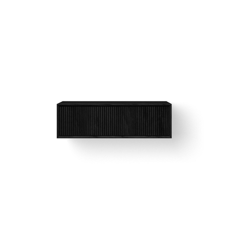 Looox Wooden Meuble sous lavabo - façade cannelée verticale - 1 tiroir - évacuation gauche et droite - 100x30x46 cm - noir SW931529