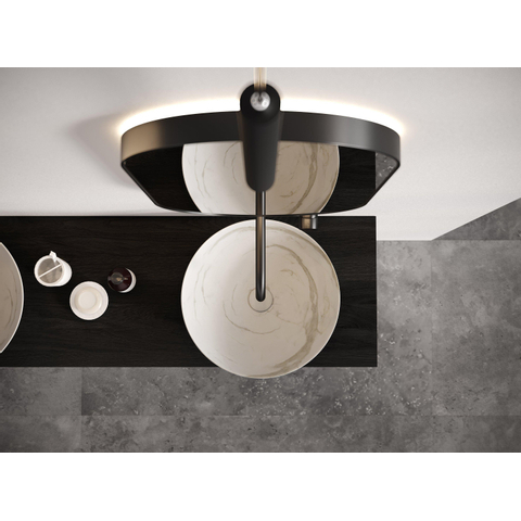 Looox Wood collection Duo étagères murales 100x46cm - 2 pièces - Avec porte-serviettes noir mat - chêne massif Black SW931511