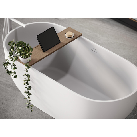 Looox Wood collection bath shelf 78cm met houder RVS geborsteld eiken RVS geborsteld SW73159