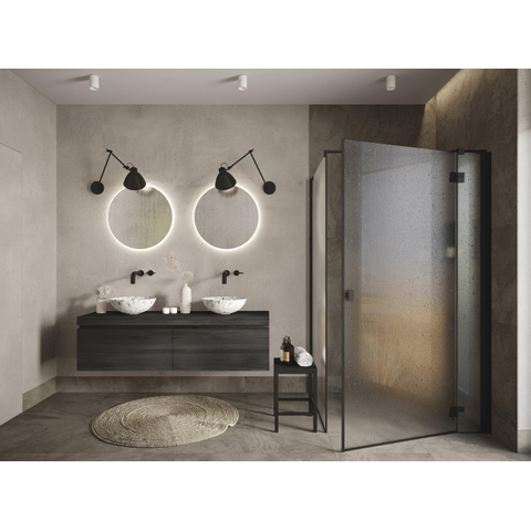 Looox Wooden Meuble sous lavabo - façade plane - 1 tiroir - évacuation gauche et droite - 100x45x46 cm - noir SW931494