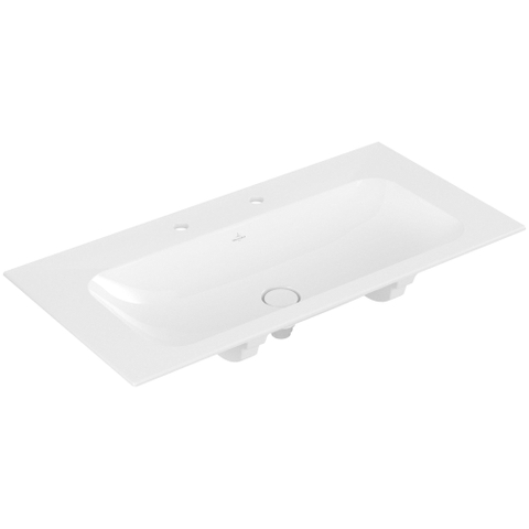 Villeroy & Boch Finion lavabo à poser sur meuble - avec 2 trous de robinet 100x50cm - ceramic+ sans trop-plein blanc SW106524