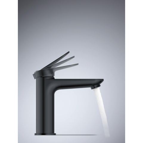 Duravit Wave Wastafelmengkraan - m-size - eengreeps - zonder waste - voorsprong 12.2cm - mat zwart SW962395
