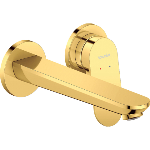 Duravit Wave Wastafelmengkraan - inbouw - 2 gats - eengreeps - voorsprong 20.2cm - gepolijst goud SW997822