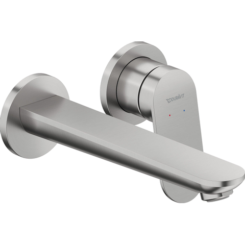 Duravit Wave Wastafelmengkraan - inbouw - 2 gats - eengreeps - voorsprong 20.2cm - geborsteld RVS SW997759