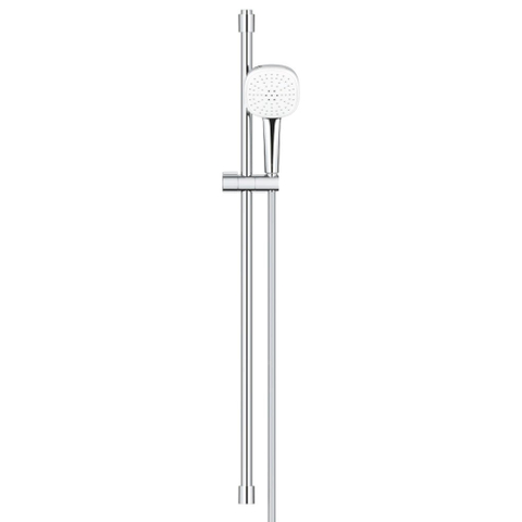 GROHE Tempesta 110 Cube Ensemble barre de douche - 90cm - douchette à main carrée - 2 types de jets - flexible de douche lisse - chrome SW999167