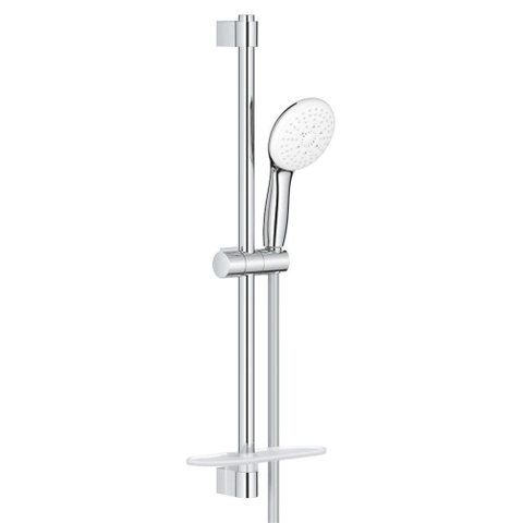 GROHE Tempesta 110 Ensemble barre de douche - 60cm - pommeau de douche rond - 3 types de jets - flexible de douche lisse - avec porte-savon - chromé SW999081