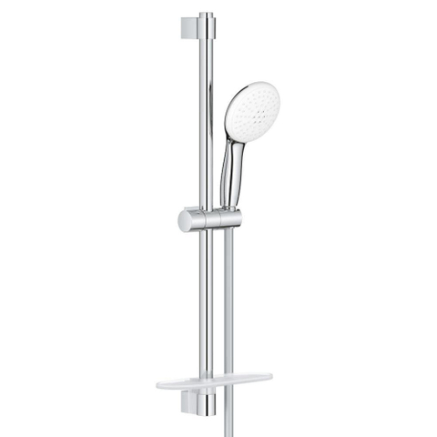 GROHE Tempesta 110 Ensemble barre de douche - 60cm - douchette ronde - 2 types de jet - flexible de douche lisse - avec porte-savon - chrome SW999135