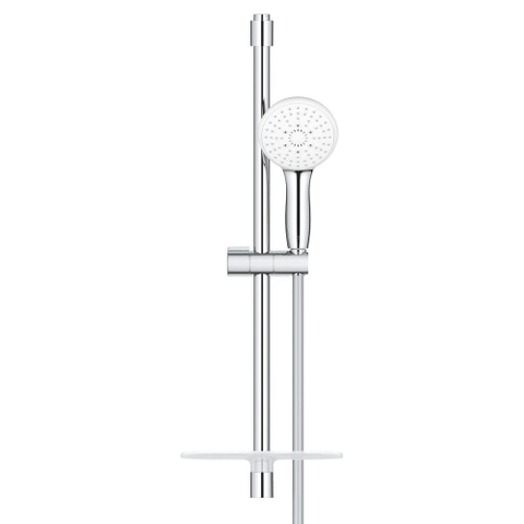 GROHE Tempesta 110 Ensemble barre de douche - 60cm - pommeau de douche rond - 3 types de jets - flexible de douche lisse - avec porte-savon - chromé SW999081