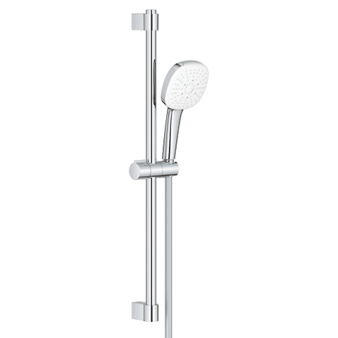 GROHE Tempesta 110 Cube Ensemble barre de douche - 60cm - douchette à main carrée - 3 types de jets - flexible de douche lisse - chrome SW999110