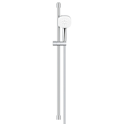GROHE Tempesta 110 Cube Ensemble barre de douche - 90cm - douchette à main carrée - 3 jets - flexible de douche lisse - chrome SW999981