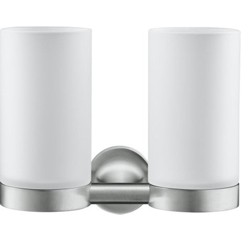 Duravit Starck T Tandenborstelhouder - dubbel - matglas - geborsteld RVS SW962385