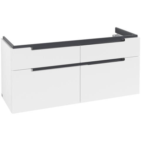 Villeroy & Boch Subway 2.0 wastafelonderkast - 128.7x59cm - 4 lades - mat wit SW479834