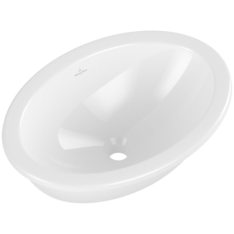 Villeroy & Boch Loop & Friends onderbouwwastafel - 48.5x32.5cm - zonder kraangat - met overloop CeramicPlus - White Alpine (glans wit) SW971861