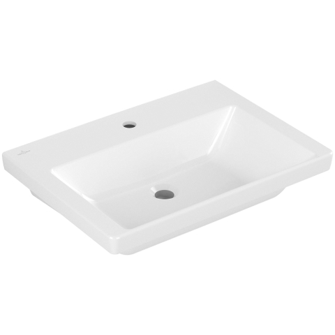 Villeroy & Boch Subway 3.0 meubelwastafel - 65x47x16.5cm Rechthoek - 1 kraangat - zonder overloopgat Ceramic - White Alpine (glans wit) SW702148