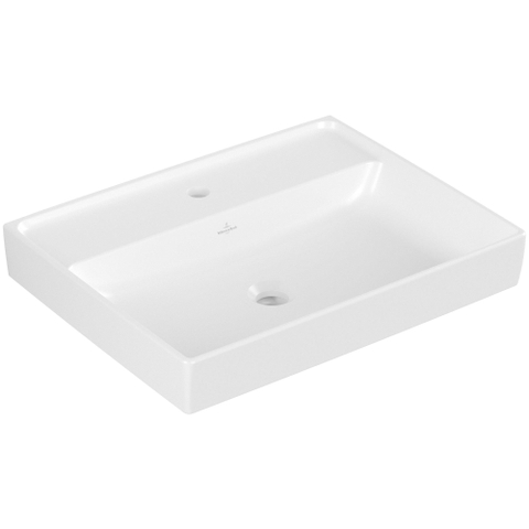 Villeroy & Boch Collaro wastafel - 60x47cm - zonder overloop - 1 kraangat CeramicPlus - Stone White (mat wit) SW358312