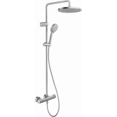 Duravit Shower systems Douchesysteem - met douchekraan - thermostatisch - met koppelingenHOH=15cm - met hoofddouch - geborsteld RVS SW962491
