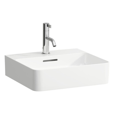 Laufen Val lave-mains - 42x45x11.5cm - rectangulaire - trou de robinet au centre - avec trop-plein - blanc SW28243