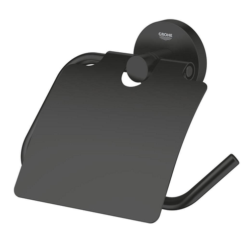 Grohe Essentials Toiletaccessoires - toiletrolhouder - met klep - toiletborstel - handdoekhaak - matte black (mat zwart) SW1204279