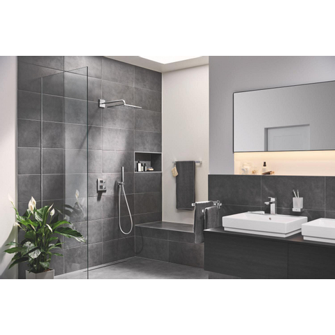 Grohe Grohtherm Cube ensemble de douche pluie encastré – thermostatique – douche de tête carrée 31 cm – bras mural courbé 42.2 cm – chrome SW1077278