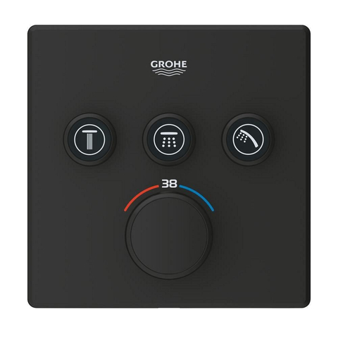 Grohe Grohtherm SmartControl Mengkraan - afdekset - thermostaat - met 3x omstel - phantom black (zwart) SW1077345