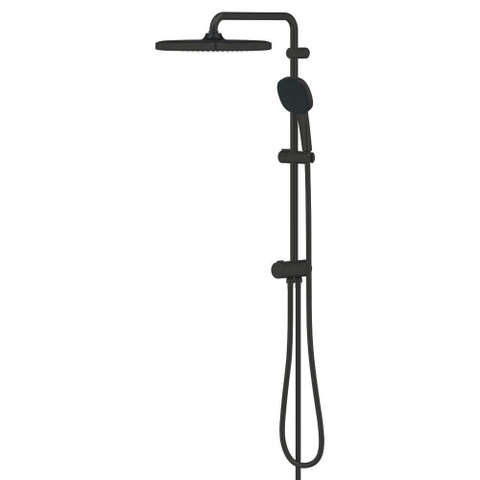 Grohe Tempesta 250 Cube Douchesysteem - zonder kraan - hoofddouche - 25cm - vierkante handdouche - 3 straalsoorten - met omstel - matte black (mat zwart) SW1077313