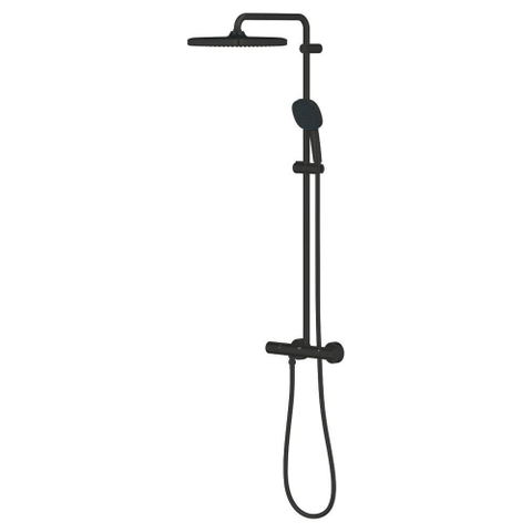Grohe Tempesta 250 Cube Regendoucheset - hoofddouche 25cm - vierkante handdouche - 2 straalsoorten - met thermostaatkraan - matte black (mat zwart) SW1077349