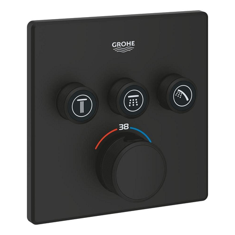 Grohe Grohtherm SmartControl Mengkraan - afdekset - thermostaat - met 3x omstel - phantom black (zwart) SW1077345