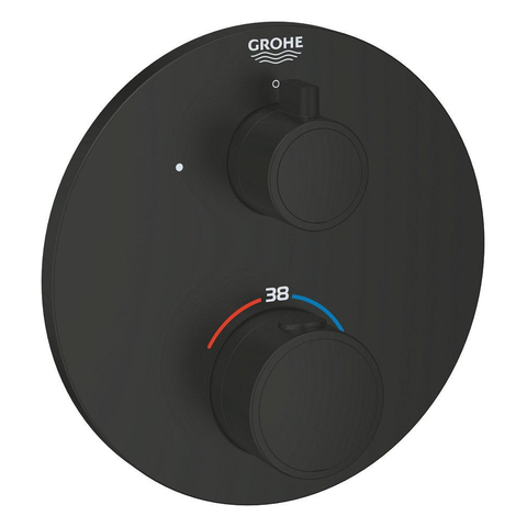 Grohe Grohtherm Mengkraan - afdekset - thermostatisch -1 uitgang - rond - matte black (mat zwart) SW1077325