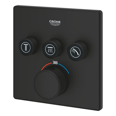 Grohe Grohtherm SmartControl Mengkraan - afdekset - thermostaat - met 3x omstel - phantom black (zwart) SW1077345