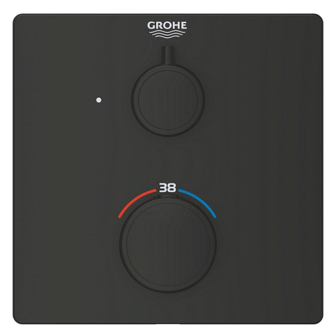 Grohe Grohtherm Mengkraan - afdekset - thermostatisch - 1 uitgang - vierkant - matte black (mat zwart) SW1077307
