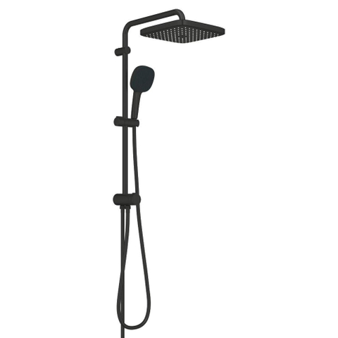 Grohe Tempesta 250 Cube Douchesysteem - zonder kraan - hoofddouche - 25cm - vierkante handdouche - 3 straalsoorten - met omstel - matte black (mat zwart) SW1077313