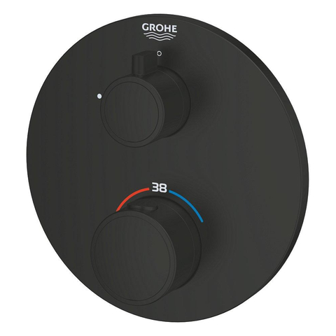 Grohe Grohtherm Mengkraan - afdekset - thermostatisch -1 uitgang - rond - matte black (mat zwart) SW1077325