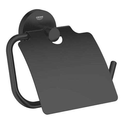 Grohe Essentials Toiletrolhouder - met klep - matte black (mat zwart) SW1077318