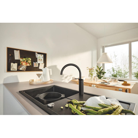 Grohe Eurosmart Keukenmengkraan - 18.3cm - hoge uitloop - matte black (mat zwart) SW1077330