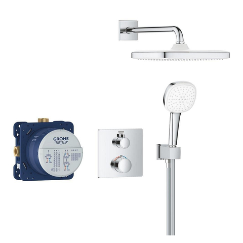 Grohe Grohtherm opbouw regendoucheset – thermostatisch – 38 cm plafondbuis – chroom SW1077375