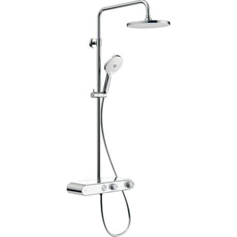 Duravit Shower Systems ensemble de douche pluie apparent – thermostatique – douche de tête Ø 23 cm – barre de douche 92,5 cm – chrome et blanc SW931437