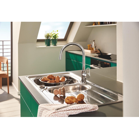Grohe BauLoop Keukenmengkraan - C-uitloop - uittrekbare mousseur - chroom SW930347