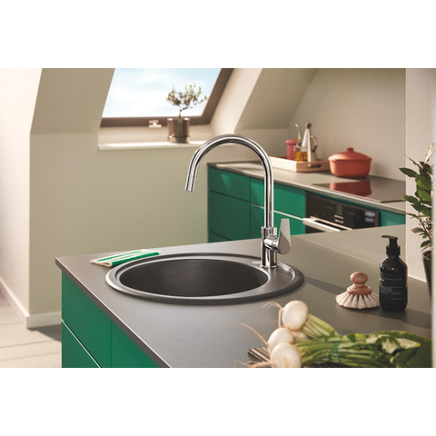 Grohe BauEdge Keukenmengkraan - C-uitloop - uittrekbare mousseur - chroom SW930438