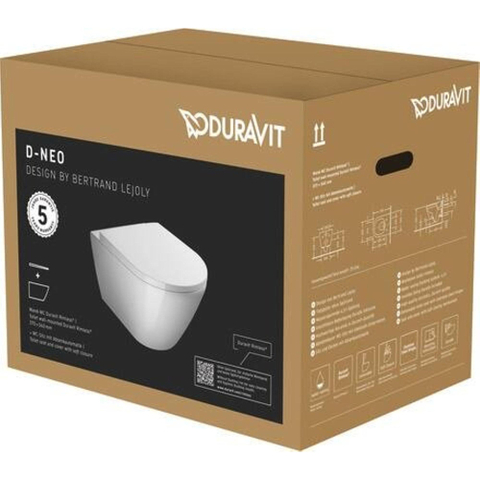 Duravit D-neo Wandclosetpack - met wandcloset - diepspoel - rimless - inclusief verborgen bevestiging - 37x54x40cm - met c - wit hoogglans SW544305