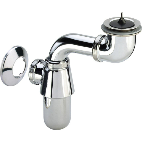 Viega siphon à godet pour bonde gain de place ergonomique avec bouchon 5/4 chrome 0220167