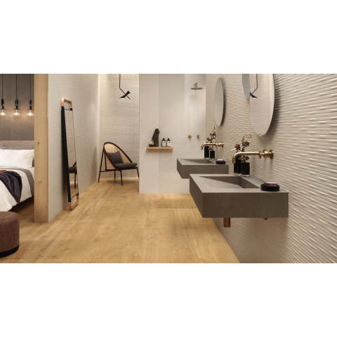 Ceralto Silevo Mineral Wall Carve Carreau mural - 40x80cm - 8.5mm - rectifié - Whittle ivory SW653205