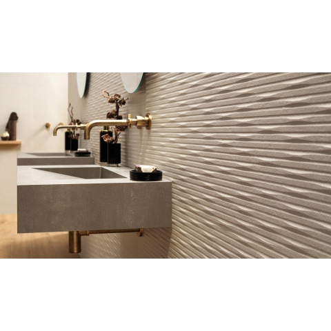 Ceralto Silevo Mineral Wall Carve Carreau mural - 40x80cm - 8.5mm - rectifié - Whittle ivory SW653205